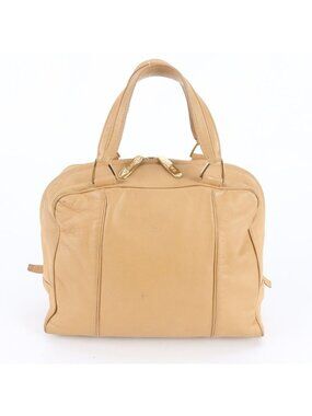 Loewe Anagram Leather Handbag Mini Boston Tote Beige Gold Rbe